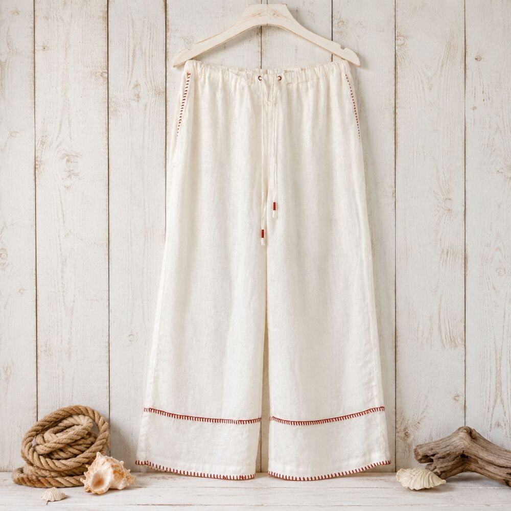 NWT Calypso St Barth Linen Wide Leg Pants 8